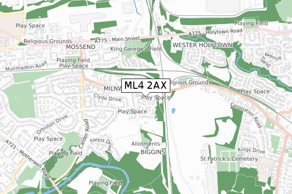 ML4 2AX map - small scale - OS Open Zoomstack (Ordnance Survey)