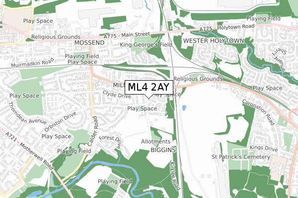 ML4 2AY map - small scale - OS Open Zoomstack (Ordnance Survey)