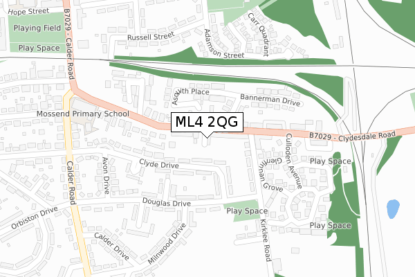 ML4 2QG map - large scale - OS Open Zoomstack (Ordnance Survey)