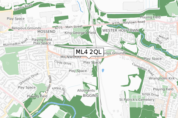 ML4 2QL map - small scale - OS Open Zoomstack (Ordnance Survey)