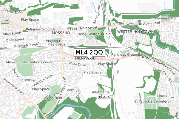 ML4 2QQ map - small scale - OS Open Zoomstack (Ordnance Survey)