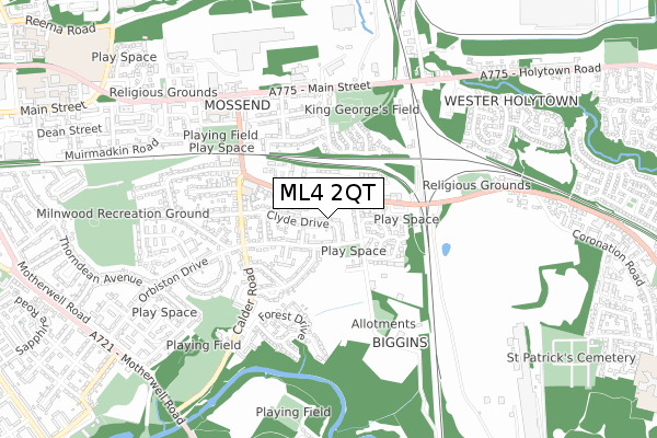 ML4 2QT map - small scale - OS Open Zoomstack (Ordnance Survey)