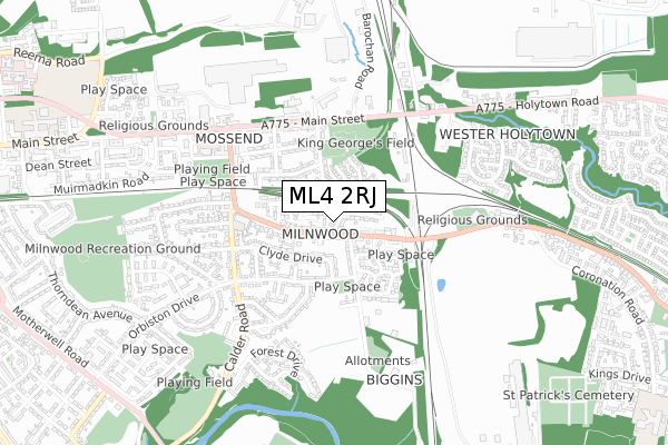 ML4 2RJ map - small scale - OS Open Zoomstack (Ordnance Survey)