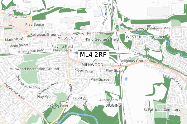 ML4 2RP map - small scale - OS Open Zoomstack (Ordnance Survey)