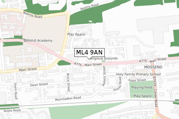 ML4 9AN map - large scale - OS Open Zoomstack (Ordnance Survey)