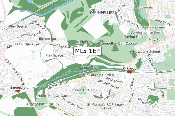 ML5 1EP map - small scale - OS Open Zoomstack (Ordnance Survey)
