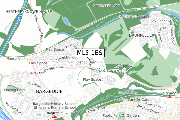 ML5 1ES map - small scale - OS Open Zoomstack (Ordnance Survey)