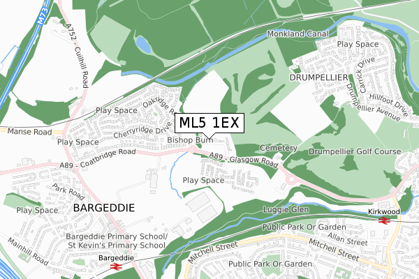 ML5 1EX map - small scale - OS Open Zoomstack (Ordnance Survey)