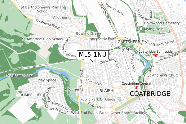 ML5 1NU map - small scale - OS Open Zoomstack (Ordnance Survey)