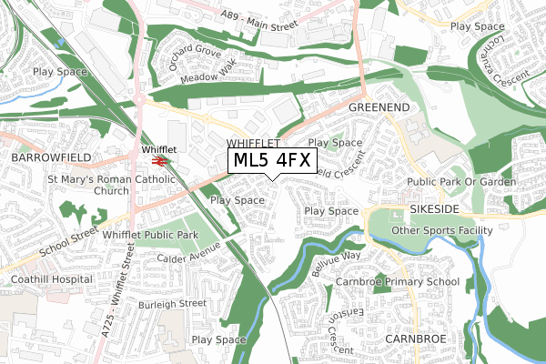 ML5 4FX map - small scale - OS Open Zoomstack (Ordnance Survey)