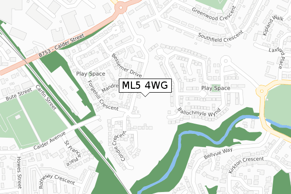 ML5 4WG map - large scale - OS Open Zoomstack (Ordnance Survey)