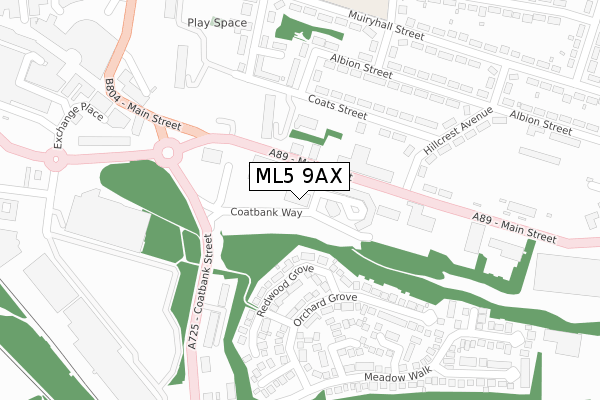 ML5 9AX map - large scale - OS Open Zoomstack (Ordnance Survey)