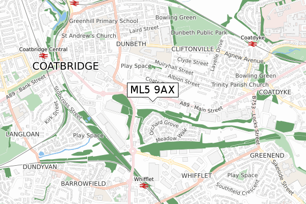 ML5 9AX map - small scale - OS Open Zoomstack (Ordnance Survey)