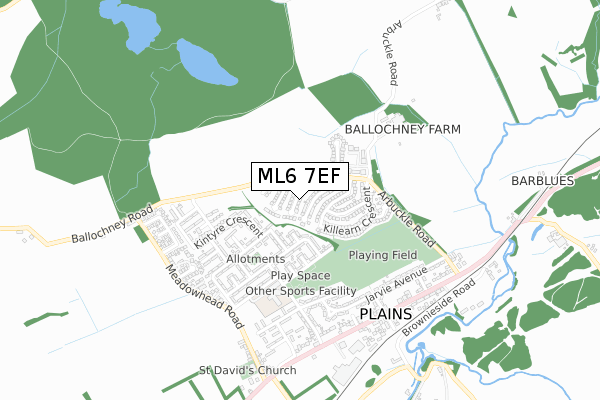 ML6 7EF map - small scale - OS Open Zoomstack (Ordnance Survey)