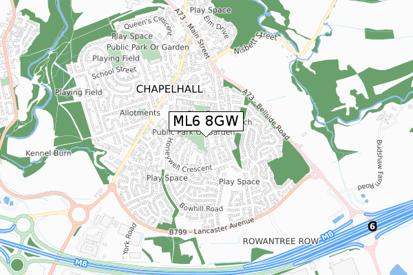ML6 8GW map - small scale - OS Open Zoomstack (Ordnance Survey)