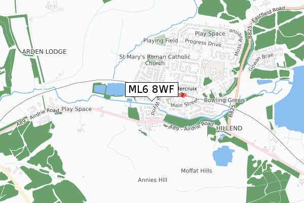 ML6 8WF map - small scale - OS Open Zoomstack (Ordnance Survey) ML6 8WF map - small scale - OS Open Zoomstack (Ordnance Survey)