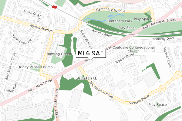 ML6 9AF map - large scale - OS Open Zoomstack (Ordnance Survey)