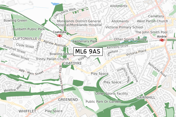 ML6 9AS map - small scale - OS Open Zoomstack (Ordnance Survey)