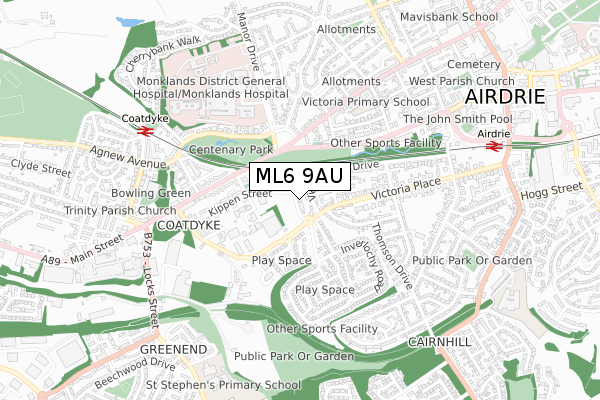 ML6 9AU map - small scale - OS Open Zoomstack (Ordnance Survey) ML6 9AU map - small scale - OS Open Zoomstack (Ordnance Survey)