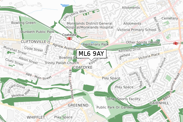 ML6 9AY map - small scale - OS Open Zoomstack (Ordnance Survey)