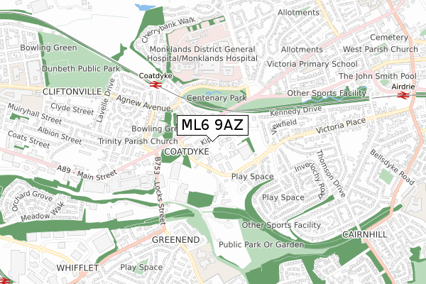 ML6 9AZ map - small scale - OS Open Zoomstack (Ordnance Survey)