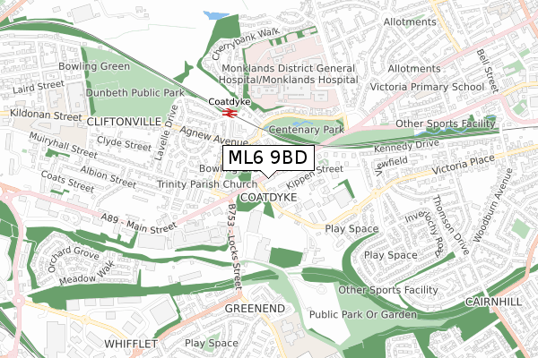 ML6 9BD map - small scale - OS Open Zoomstack (Ordnance Survey)