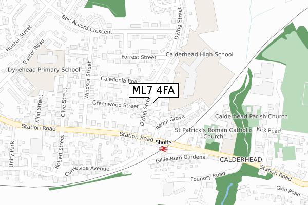 ML7 4FA map - large scale - OS Open Zoomstack (Ordnance Survey)