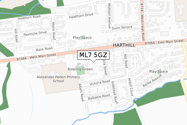ML7 5GZ map - large scale - OS Open Zoomstack (Ordnance Survey)