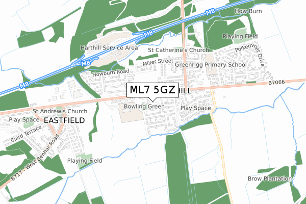 ML7 5GZ map - small scale - OS Open Zoomstack (Ordnance Survey)