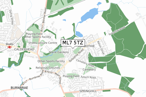 ML7 5TZ map - small scale - OS Open Zoomstack (Ordnance Survey)