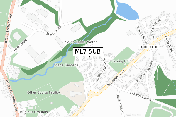 ML7 5UB map - large scale - OS Open Zoomstack (Ordnance Survey)