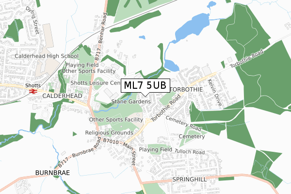 ML7 5UB map - small scale - OS Open Zoomstack (Ordnance Survey)