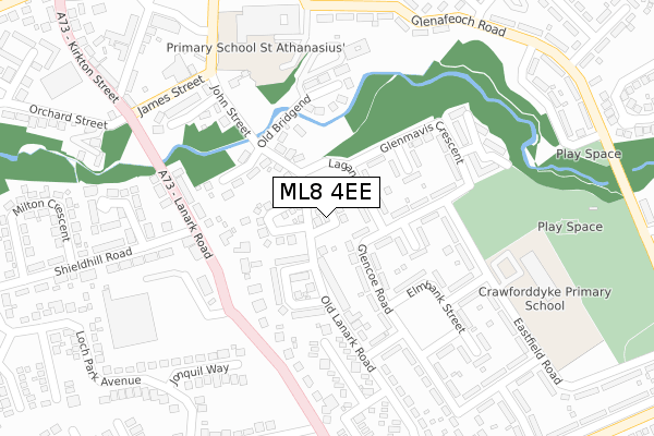ML8 4EE map - large scale - OS Open Zoomstack (Ordnance Survey)