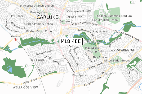 ML8 4EE map - small scale - OS Open Zoomstack (Ordnance Survey)
