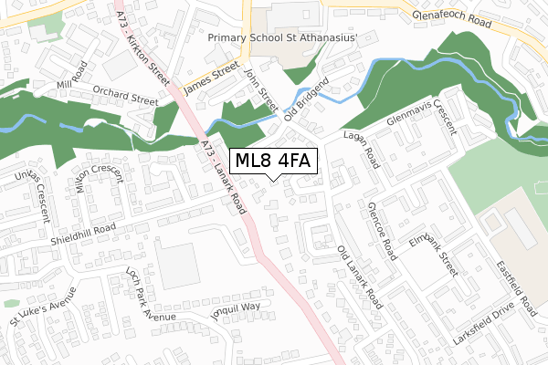 ML8 4FA map - large scale - OS Open Zoomstack (Ordnance Survey)