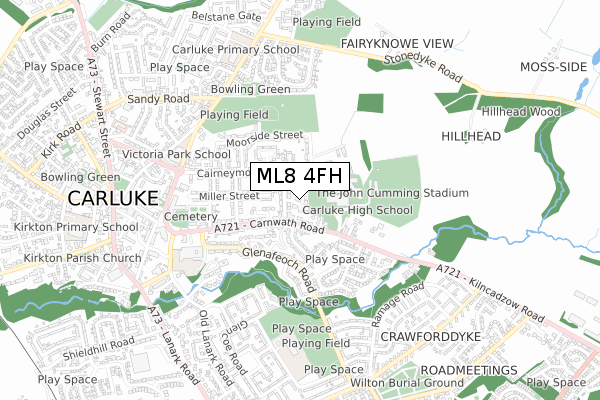 ML8 4FH map - small scale - OS Open Zoomstack (Ordnance Survey)