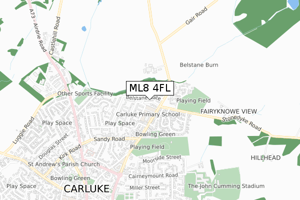 ML8 4FL map - small scale - OS Open Zoomstack (Ordnance Survey)