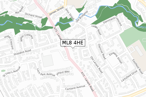 ML8 4HE map - large scale - OS Open Zoomstack (Ordnance Survey)