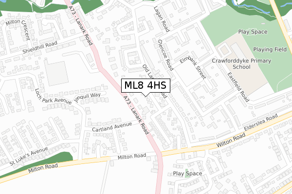 ML8 4HS map - large scale - OS Open Zoomstack (Ordnance Survey)
