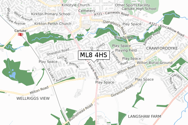 ML8 4HS map - small scale - OS Open Zoomstack (Ordnance Survey)