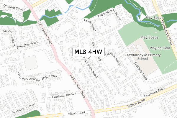 ML8 4HW map - large scale - OS Open Zoomstack (Ordnance Survey)