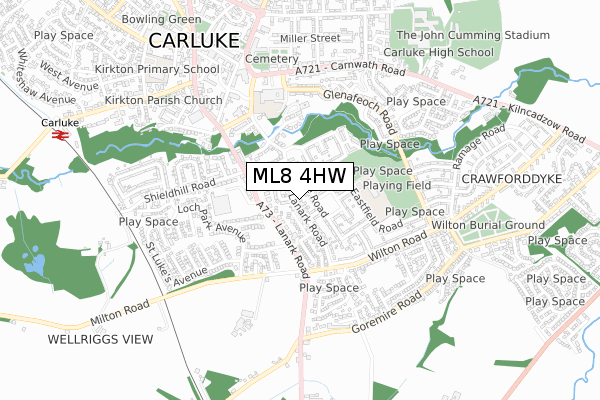 ML8 4HW map - small scale - OS Open Zoomstack (Ordnance Survey)