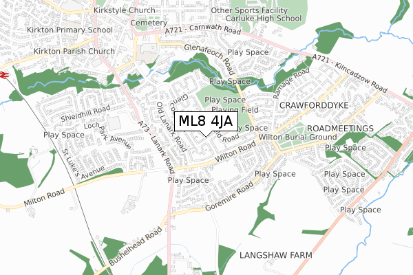 ML8 4JA map - small scale - OS Open Zoomstack (Ordnance Survey)