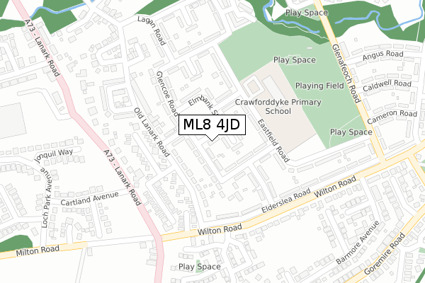 ML8 4JD map - large scale - OS Open Zoomstack (Ordnance Survey)