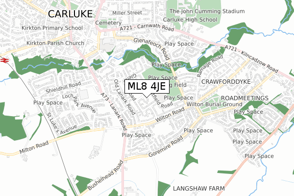ML8 4JE map - small scale - OS Open Zoomstack (Ordnance Survey)