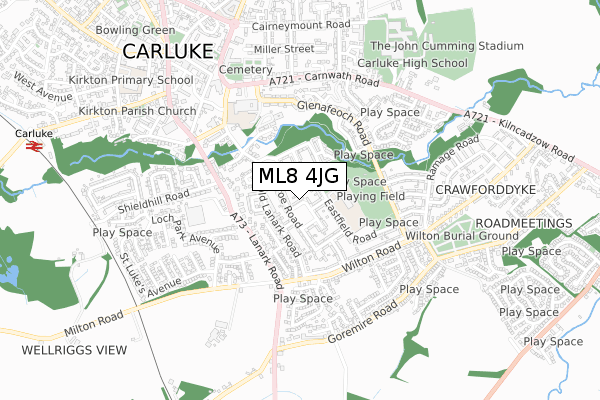 ML8 4JG map - small scale - OS Open Zoomstack (Ordnance Survey)