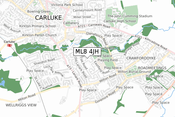 ML8 4JH map - small scale - OS Open Zoomstack (Ordnance Survey)