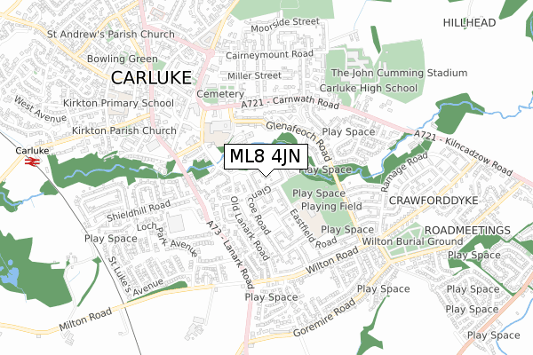 ML8 4JN map - small scale - OS Open Zoomstack (Ordnance Survey)