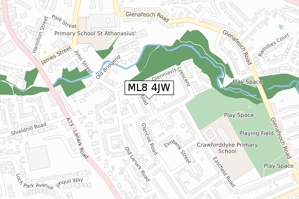 ML8 4JW map - large scale - OS Open Zoomstack (Ordnance Survey)