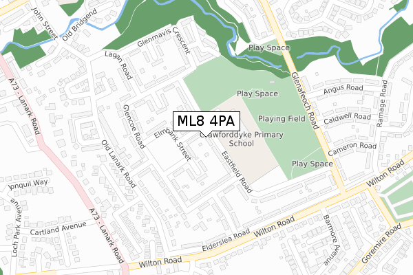 ML8 4PA map - large scale - OS Open Zoomstack (Ordnance Survey)
